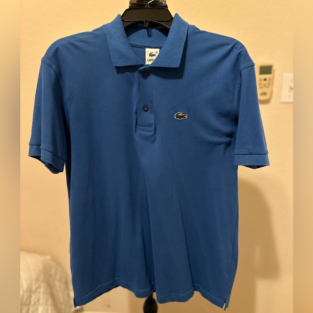 Lacoste Men's Solid Blue Cotton Pullover Collared Short Sleeve‎ Polo Shirt Sz XL